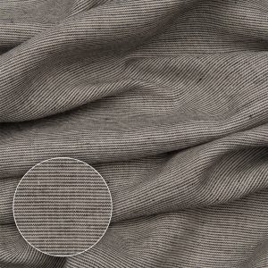 Tkanina odzieżowa lniana Julia L-3034-101 Czarnobeżowe prążki [43003]