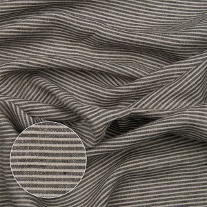 Tkanina odzieżowa lniana Julia L-3033-101 Czarnobeżowe paski  [43003]