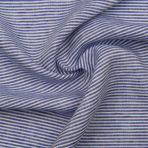 Tkanina odzieżowa lniana Julia L-3033-63 Ciemnoniebieskie paski [43003]