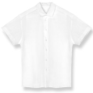 Koszula lniana męska z krótkim rękawem biała