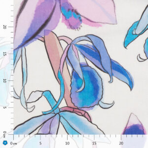 Tkanina lniana Julia z drukiem cyfrowym - wzór Orchidea II [43003]