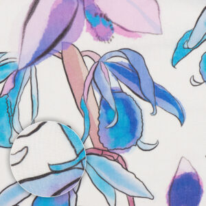 Tkanina lniana Julia z drukiem cyfrowym - wzór Orchidea II [43003]