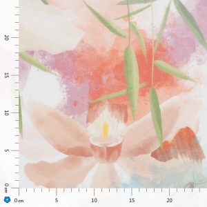 Tkanina lniana Natalia z drukiem cyfrowym - wzór Wodna orchidea I [LO170]