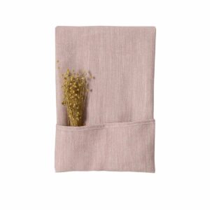Ręcznik łazienkowy lniany różowy w jodełkę [75x100]