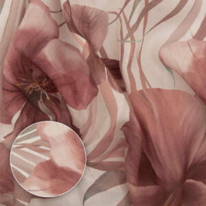 Tkanina lniana Julia z drukiem cyfrowym – wzór Bordowa Orchidea [43003]